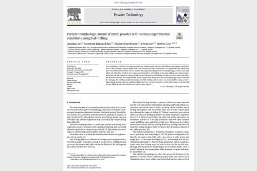 Particle morphology control of metal powder with various experimental conditions using ball milling  대표이미지