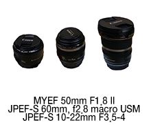 MYEF 50mm F1,8 II JPEF-S 60mm, f2.8 macro USM JPEF-S 10-22mm F3.5-4  이미지